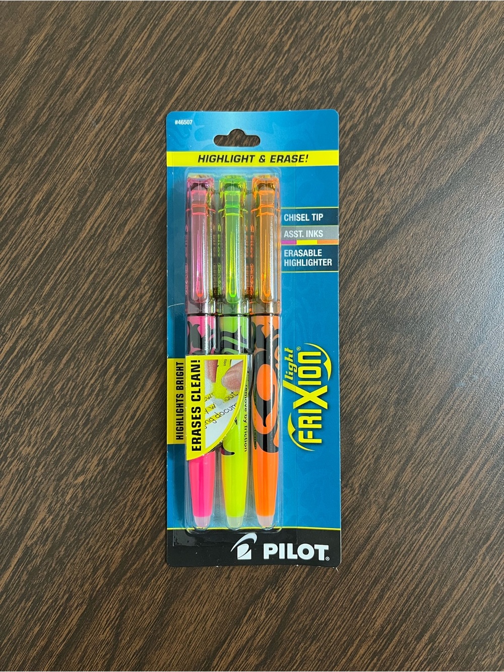 Pilot FriXion Light Erasable Highlighter 3 Pack Chisel Tip Assorted 46507 New